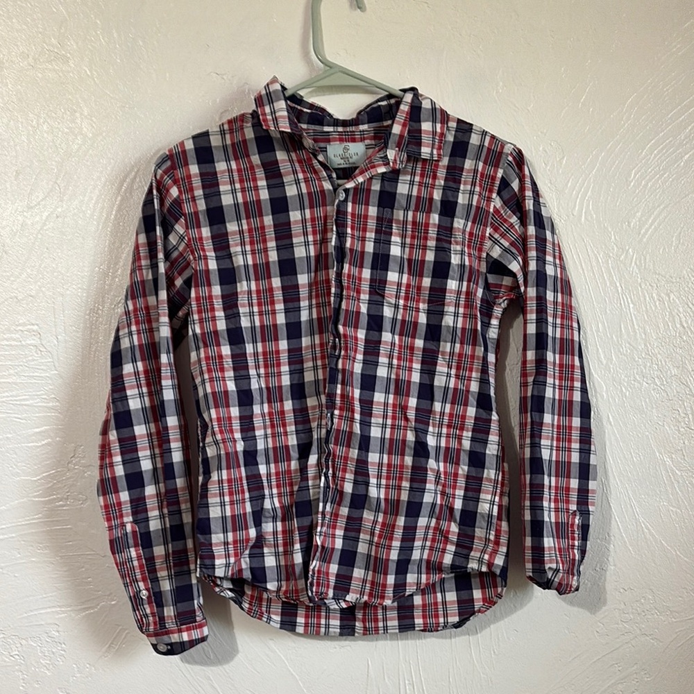 Class Club Red and Blue Button Down Shirt Casual Plaid